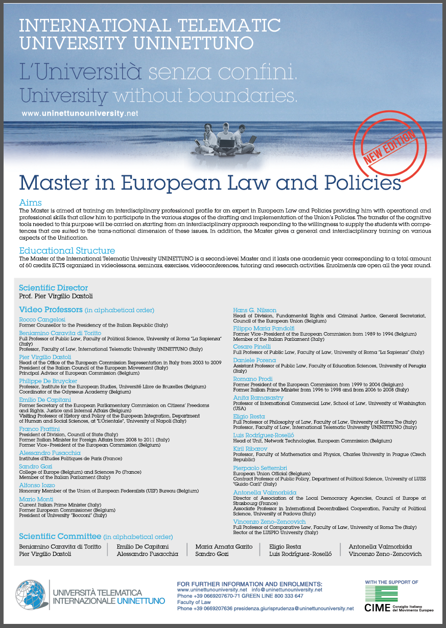 MASTER IN EUROPEAN LAW AND POLICIES…